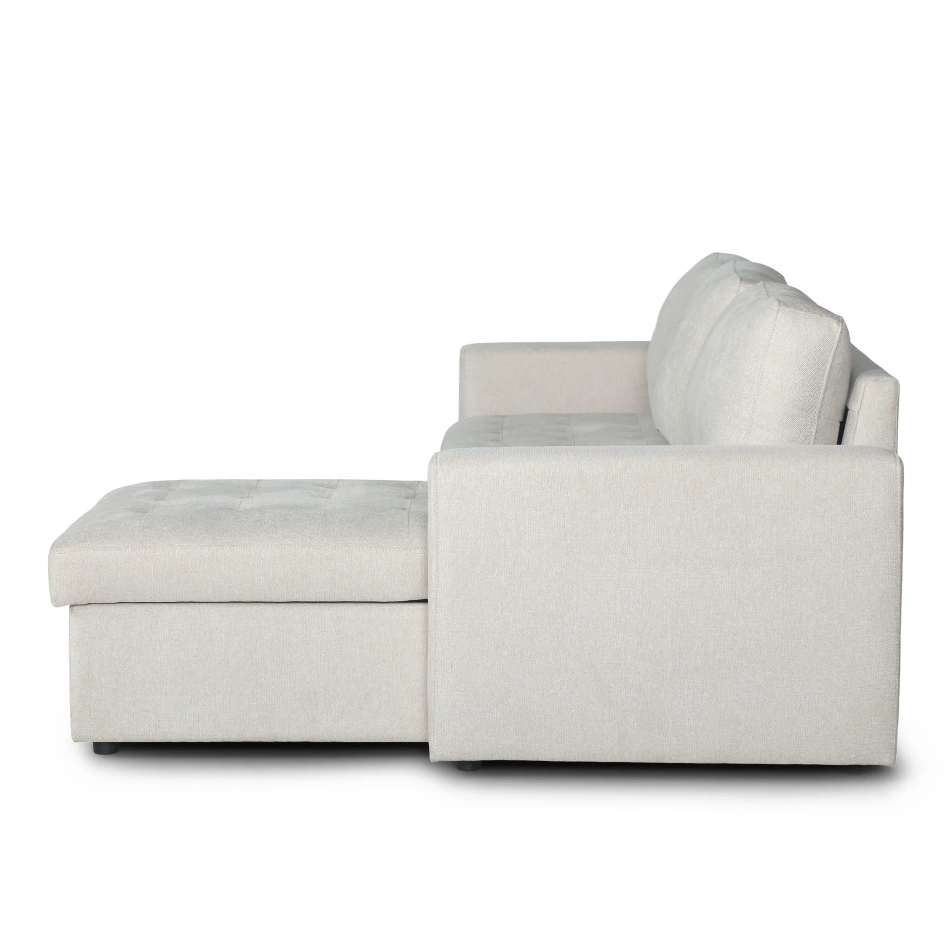 Sinus - Divano letto con penisola e contenitore reversibile in beige - Image 8
