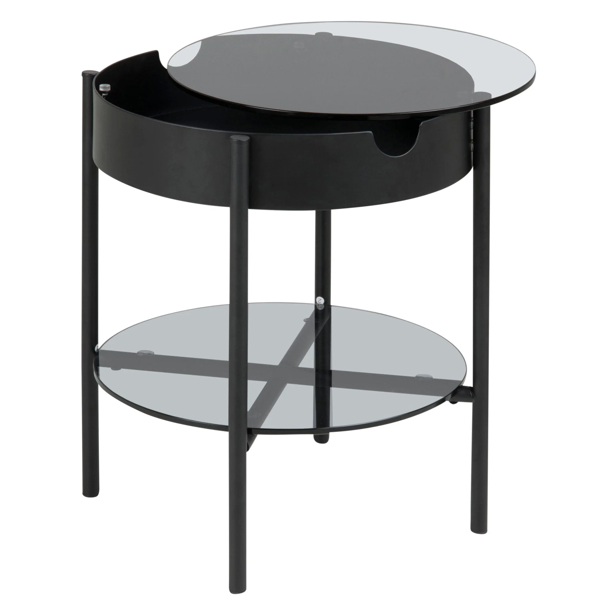 Tavolino Tipton nero con gambe in vetro e metallo 50x45x45 cm - Image 4