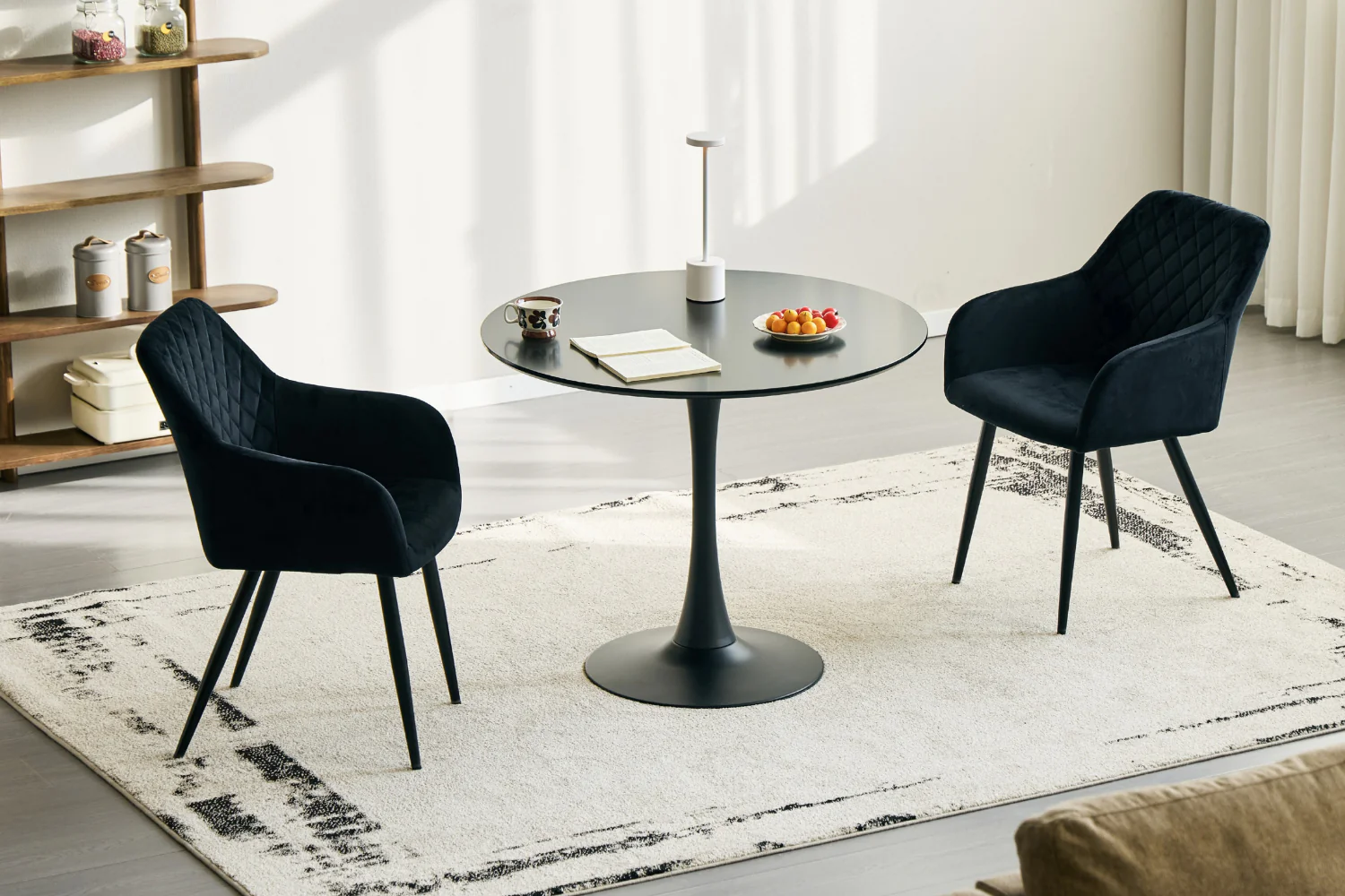 Tavolo da pranzo rotondo Diego nero con base a tromba Ø90 cm - Image 3