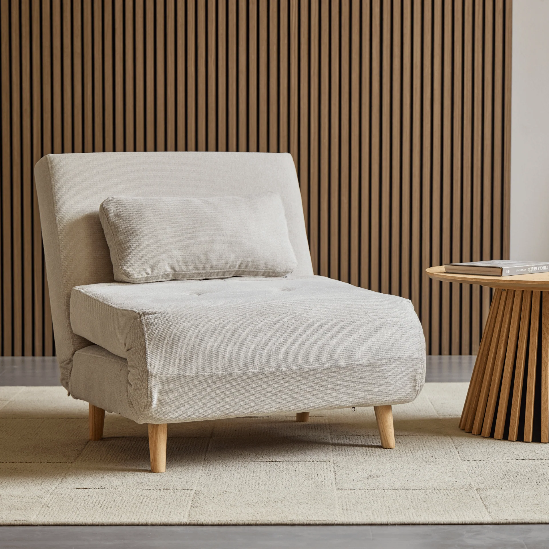 Thalia divano letto pieghevole in tessuto beige - Image 2