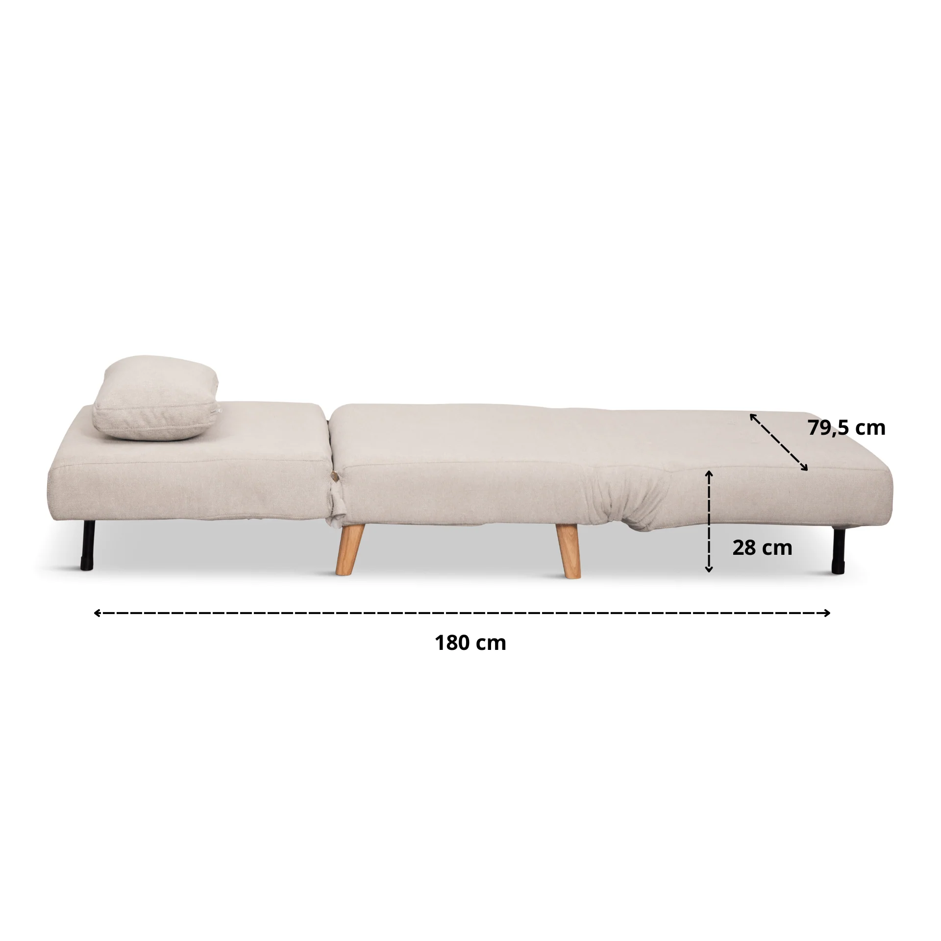 Thalia divano letto pieghevole in tessuto beige - Image 5