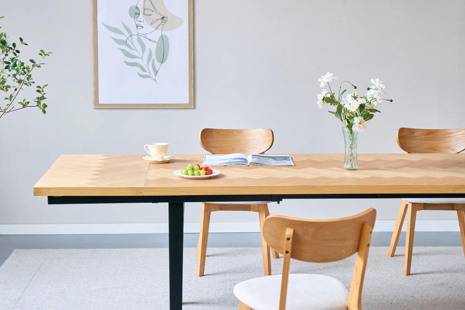 Valeria – tavolo da pranzo con motivo a spina di pesce 200×90 cm in impiallacciatura di rovere laccato - Image 12