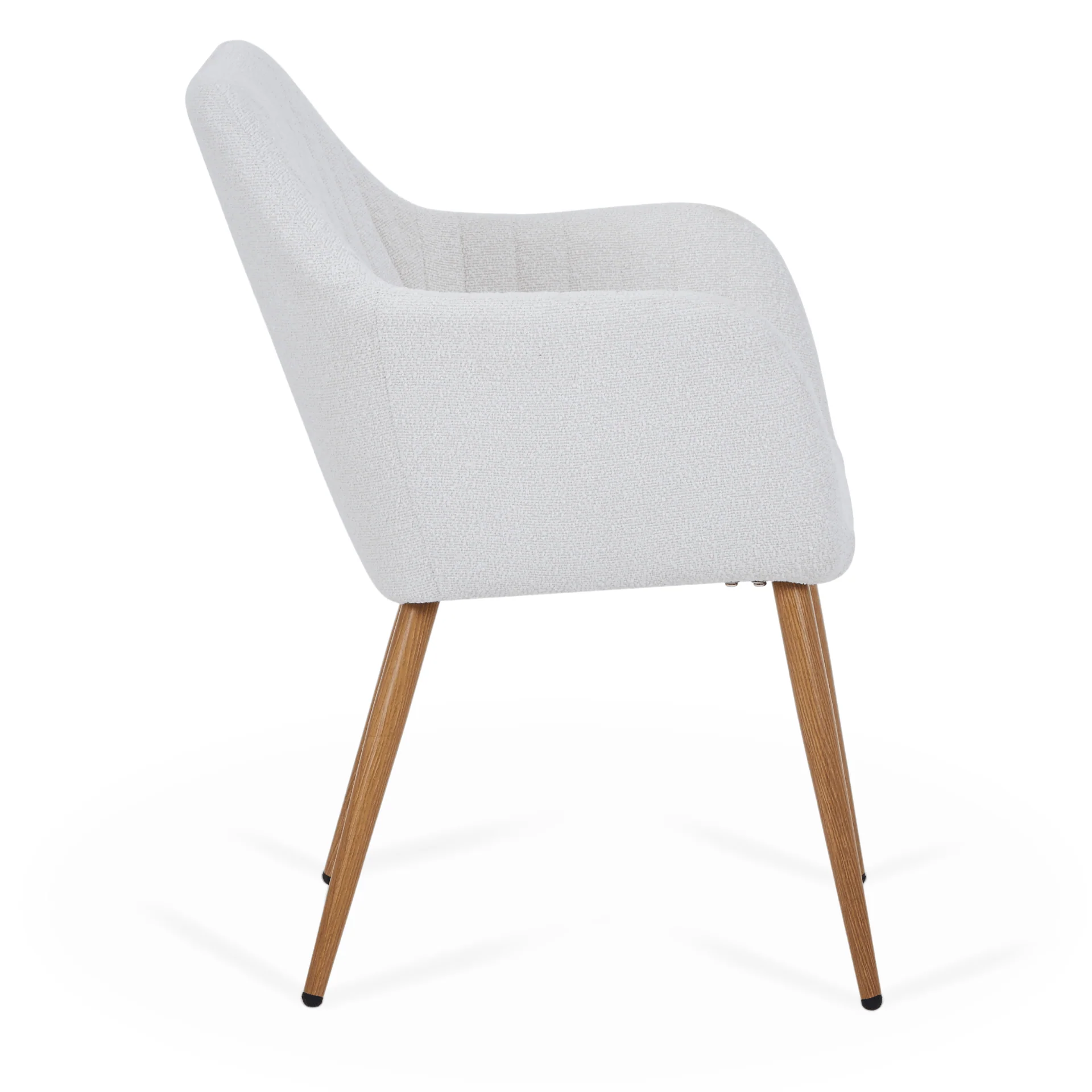Vanessa - Sedia da pranzo con braccioli bouclé bianco e finitura in rovere - Image 3