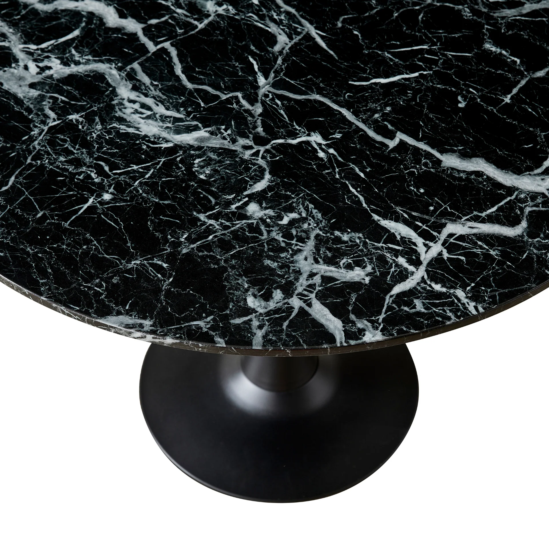 Zander - Tavolo da pranzo rotondo con aspetto marmo nero e base a tromba - Ø100 cm - Image 4