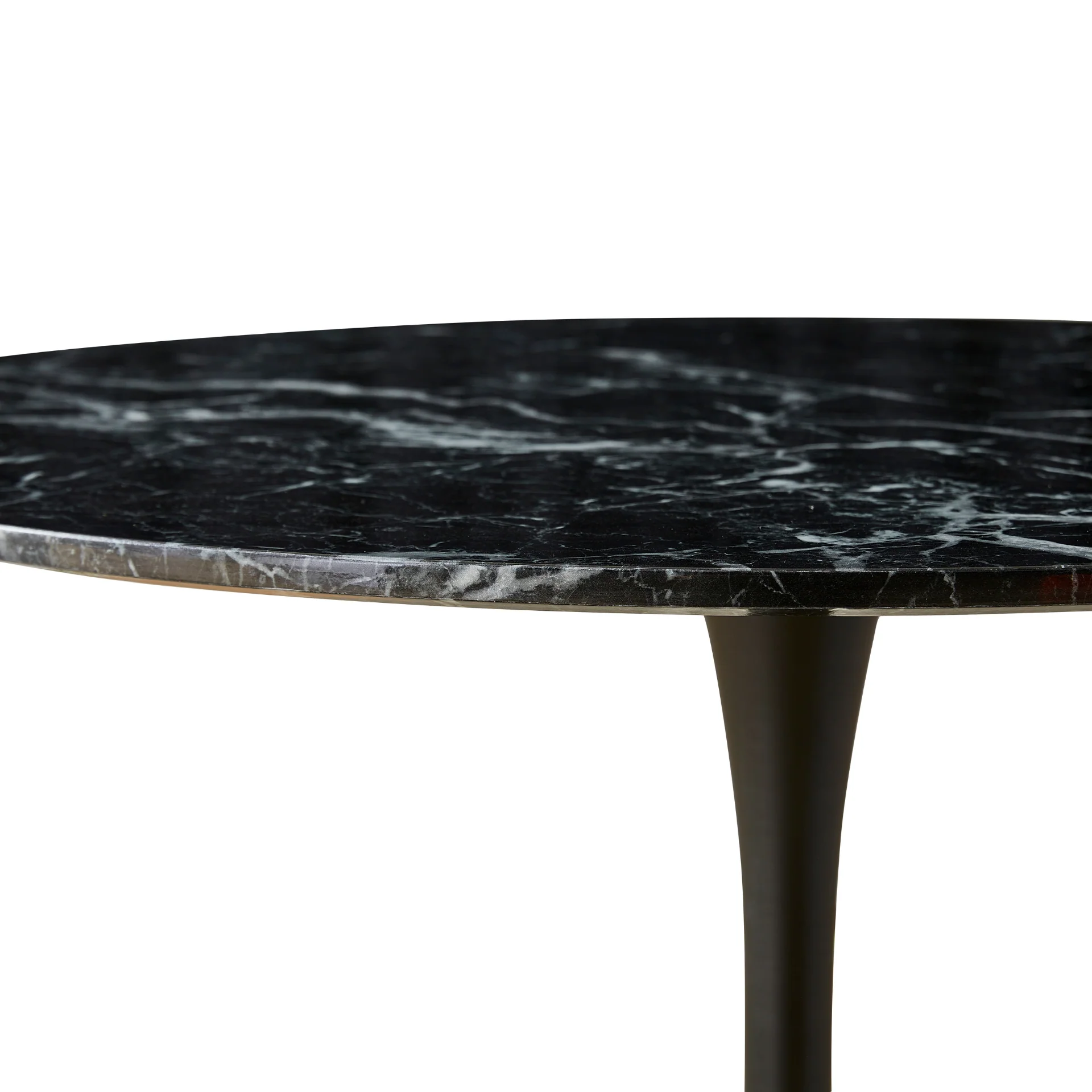 Zander - Tavolo da pranzo rotondo con aspetto marmo nero e base a tromba - Ø100 cm - Image 5